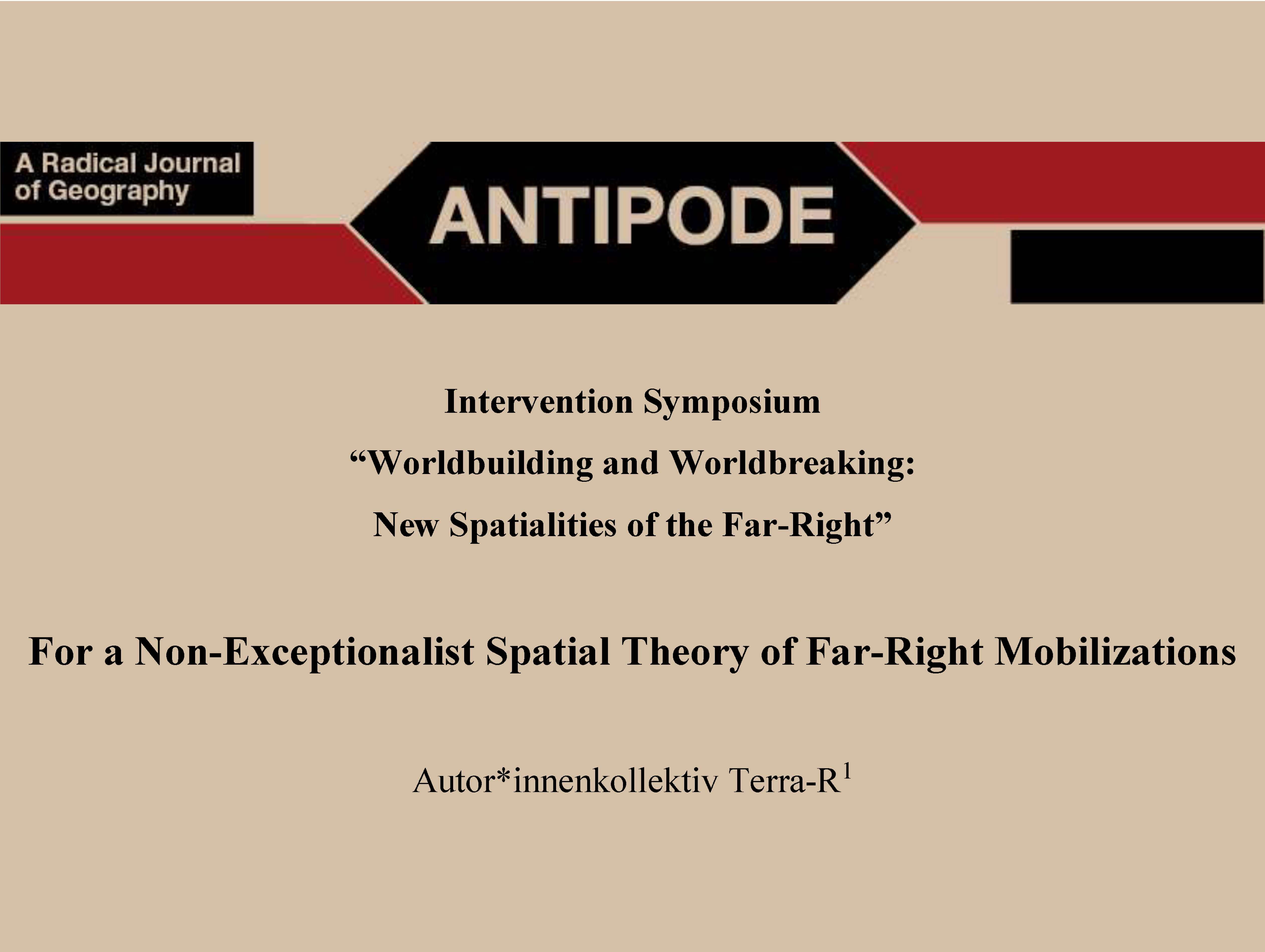 Artikel: For a Non-Exceptionalist Spatial Theory of Far-Right Mobilizations